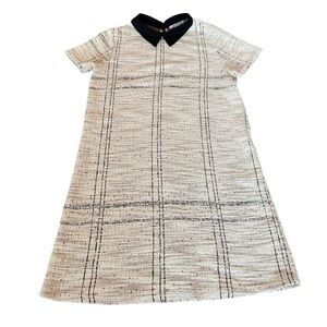 Zara Women's Cream Tweed Short Sleeve Dress Collar Size Small